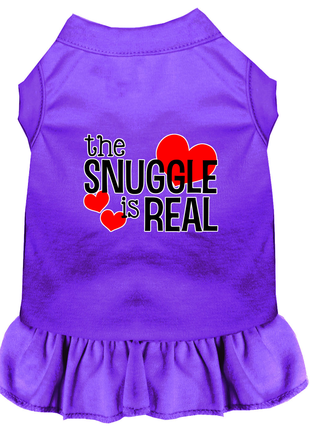 The Snuggle is Real Screen Print Dog Dress Purple Sm